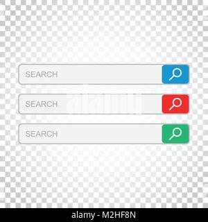 Search bar field. Set vector interface elements with search button. Flat vector illustration on isolated background. Simple business concept pictogram Stock Vector