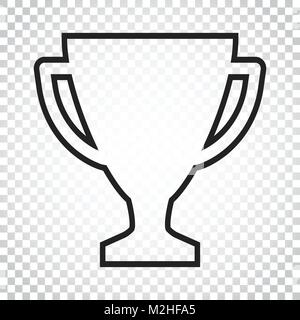 Trophy cup flat vector icon in line style. Simple winner symbol. Black illustration on isolated background. Simple business concept pictogram. Stock Vector