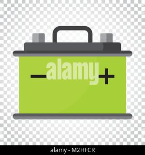 Car battery flat vector icon on isolated background. Auto accumulator battery energy power illustration. Simple business concept pictogram. Stock Vector