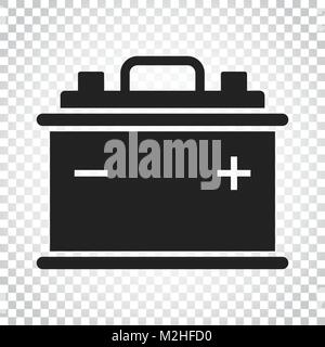 Car battery flat vector icon on isolated background. Auto accumulator battery energy power illustration. Simple business concept pictogram. Stock Vector