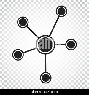 Social network, molecule, dna icon in flat style. Vector illustration. Simple business concept pictogram. Stock Vector