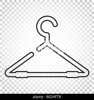 Hanger vector icon in line style. Wardrobe hanger flat illustration. Simple business concept pictogram on isolated background. Stock Vector