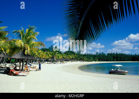 Beach at   Le Touessrok hotel near Beau Rivage, Mauritius Stock Photo
