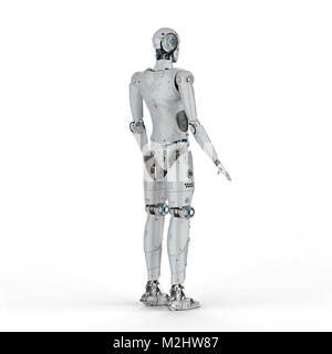 3d rendering rear view humanoid robot arm crossed on white background ...