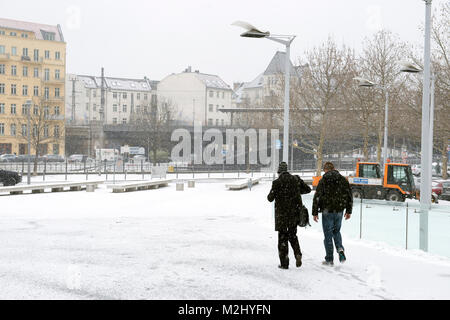 Berlin receives one of the 1st snow fall of this winter with negative temperatures. Stock Photo