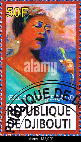 DJIBOUTI - CIRCA 2011: A postage stamp printed in the Republic of Djibouti showing Ella Fitzgerald, circa 2011 Stock Photo