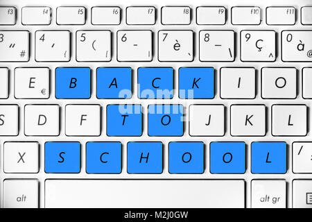 Back to school written on a computer keyboard Stock Photo