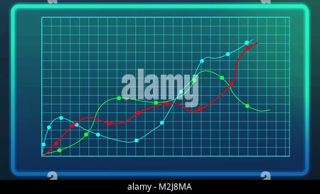 Curves showing industrial growth on line chart, computer data graph, statistics, stock image Stock Photo