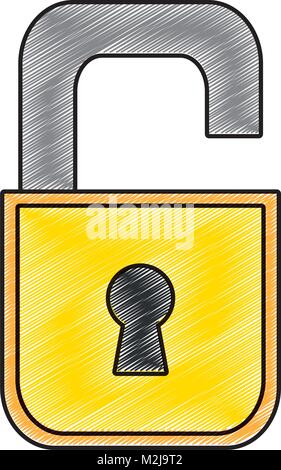 grated open padlock security and protection object Stock Vector Image ...