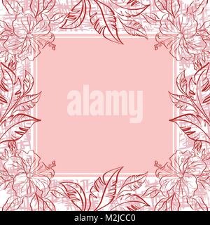 Background, frame of flowers and leaves Stock Vector