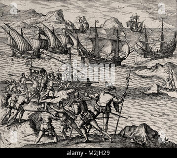 Theodor de Bry - The Spanish conquest of the Inca Empire Stock Photo ...