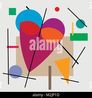 Illustration of heart, valentine. Geometrical illustration of the heart of Cubism Supermatism. Stock Vector