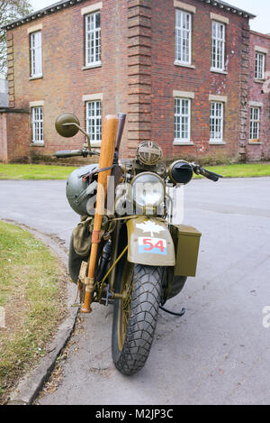 1942 Vintage Harley Davidson Military Model 42WLC Motorcycle at Bicester Heritage centre, Oxfordshire, England Stock Photo