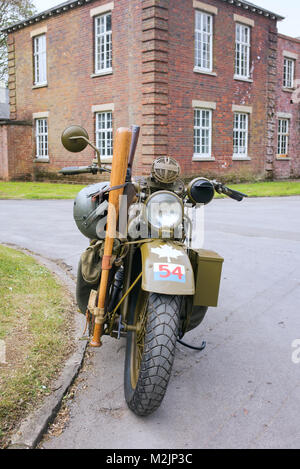 1942 Vintage Harley Davidson Military Model 42WLC Motorcycle at Bicester Heritage centre, Oxfordshire, England