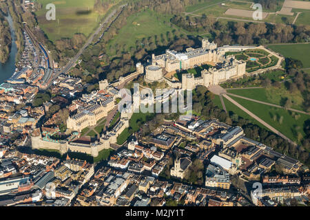 Aerial view of Windsor Castle from the SW Stock Photo