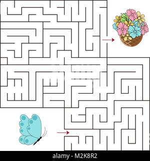 Educational a mathematical game.Maze game for kids. Vector template page with game. Stock Vector