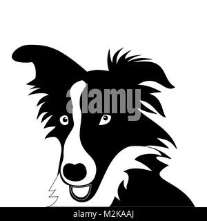 Vector sketch funny Border Collie dog sitting Stock Vector Art ...