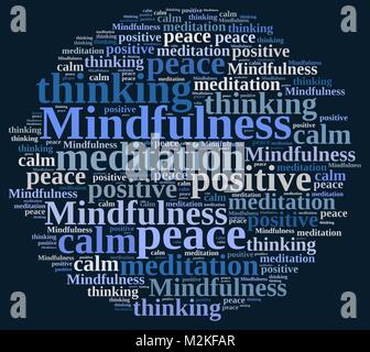 Mindfulness concept illustration with word cloud. Stock Photo