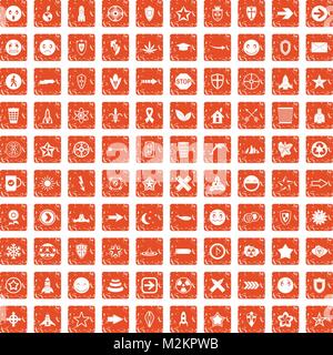 100 logotype icons set grunge orange Stock Vector