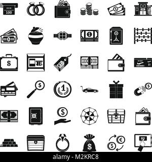 Sum icons set, simple style Stock Vector