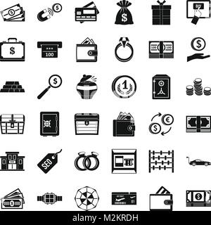 Hard cash icons set, simple style Stock Vector