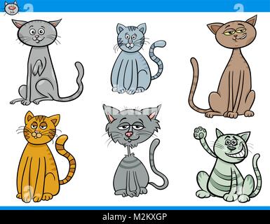Cartoon Illustration of Funny Cats Pet Animal Characters Set Stock Vector