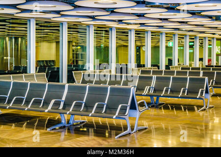 Interior view of boarding zone at Barajas airport, Madrid, Spain Stock Photo