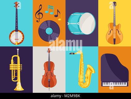 Set of musical instruments. Jazz, blues and classical music Stock ...