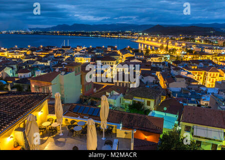 The first capital of Greece Nafplio city from above at sunset Stock Photo