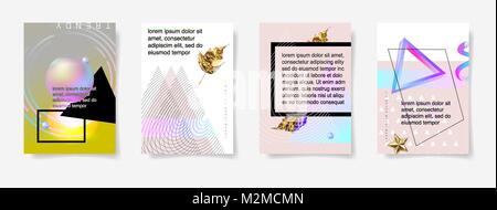 set of four minimal geometric covers design abstract background Stock Vector