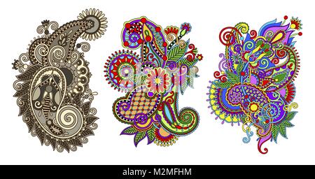 paisley flower pattern in ethnic style, indian decorative floral Stock Vector
