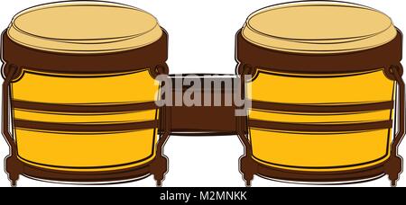 Isolated bongo drum sketch. Musical instrument Stock Vector