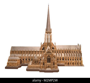Model of Old St Paul's Cathedral, London, which was completed in 1320 and destroyed in the Great Fire of London in 1666 (the spire was destroyed by lightning in 1561), Museum of London, London, England, UK