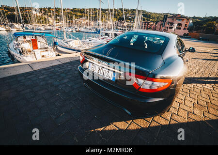 MUGGIA, ITALY MARCH 16, 2013: Photo of a Maserati GranTurismo S . The Maserati GranTurismo is a two-door, four-seat coupe produced by the Italian car  Stock Photo