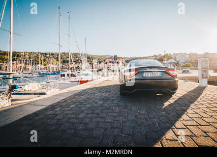 MUGGIA, ITALY MARCH 16, 2013: Photo of a Maserati GranTurismo S . The Maserati GranTurismo is a two-door, four-seat coupe produced by the Italian car  Stock Photo