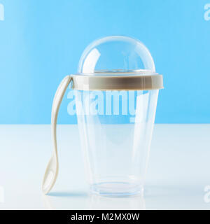 Milkshake clear plastic Cup Stock Photo - Alamy