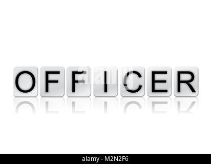 Word Officer Lettering The word Officer concept and theme written in vintage wooden ...