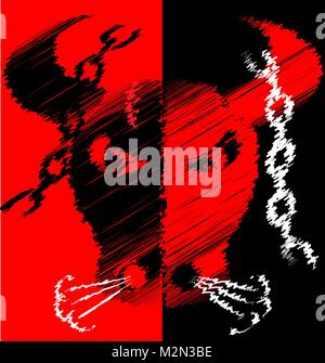 abstract red black image of bull Stock Vector