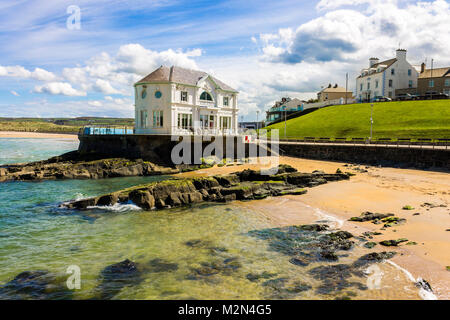 The Arcadia, a historic cafe and ballroom in the coast of Portrush, a small seaside resort town in County Antrim, Northern Ireland, United Kingdom Stock Photo