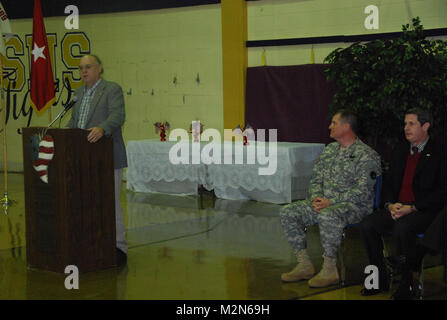 JEANERETTE, La. - Soldiers of the Louisiana Army National Guard's E Company, 199th Brigade Support Battalion, of the 256th Infantry Brigade Combat Team, bid farewell to family and friends at a deployment ceremony at Jeanerette High School in Jeanerette, La., Jan. 7.  (U.S. Army Photo by Sgt. Michael L. Owens, Louisiana National Guard State Unit Public Affairs Representative) 100107-A-0635O-060 by Louisiana National Guard Stock Photo