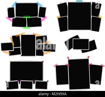 Photo frames collage set on white background. Vector design temp Stock Vector