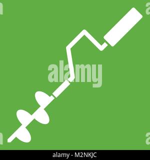 Hand operated ice auger icon green Stock Vector