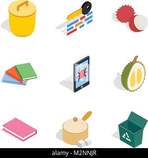 Cabinet icons set, isometric style Stock Vector