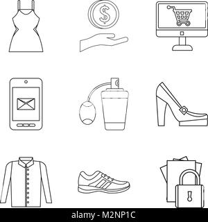 Network education icons set, outline style Stock Vector