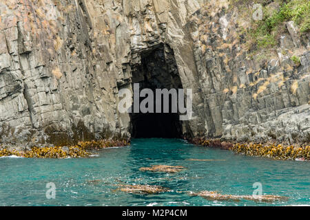 Cave at Fluted Cape, Bruny Island, Tasmania, Australia Stock Photo