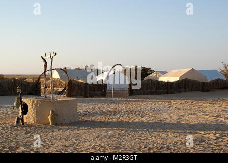 Campsite in the Sahara Desert near Douz, Tunisia Stock Photo