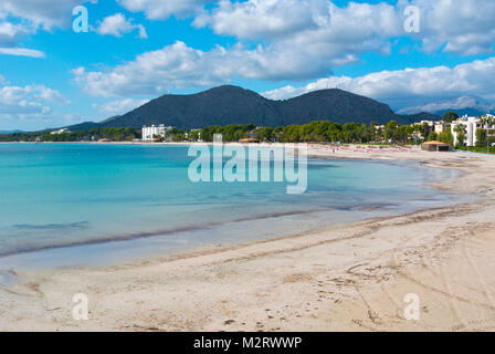 Beach, Platja d'Alcudia, Playa de Alcudia, Port d'Alcudia, Mallorca, Balearic islands, Spain Stock Photo