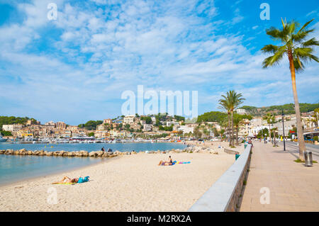 Platja de Port de soller, beach, Port de Soller, Mallorca, Balearic islands, Spain Stock Photo