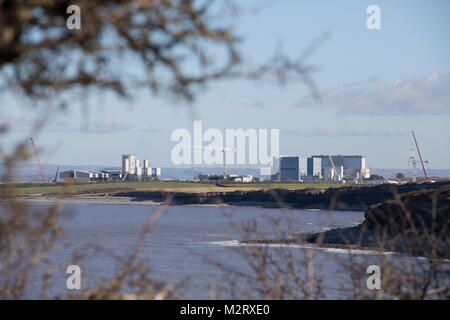 Landscape image of Hinkley C nuclear power station and construction site of new unit shot in 2018 Stock Photo