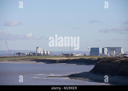 Landscape image of Hinkley C nuclear power station and construction site of new unit shot in 2018 Stock Photo